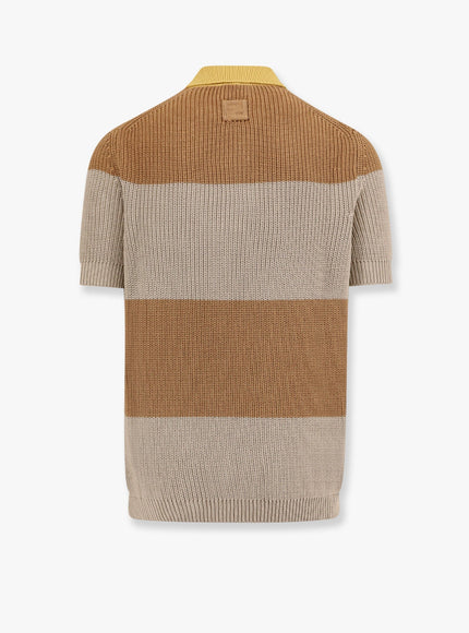 Fendi Striped Cotton Polo Shirt With Fendi Club Coat Of Arms