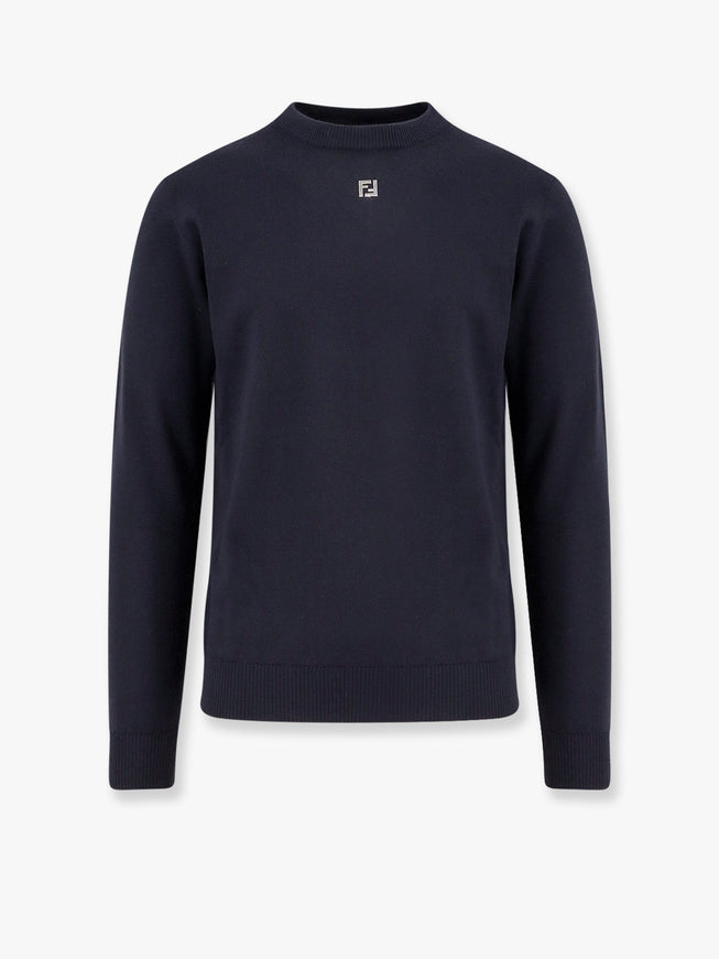 Fendi Wool Sweater With Ff Metal Logo Blu