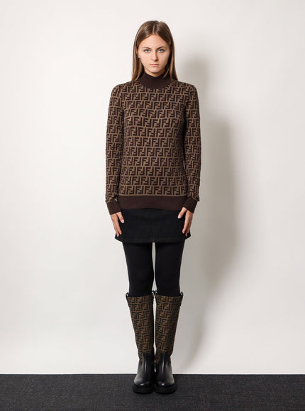 Fendi Cotton Sweater With Ff Motif