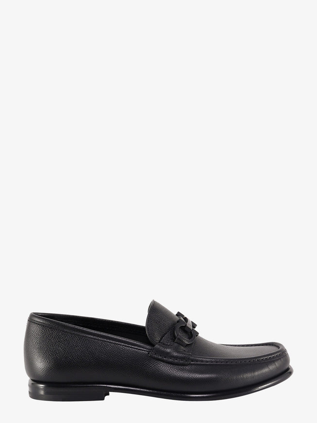 Ferragamo Crown Leather Loafer With Gancini Detail Nero