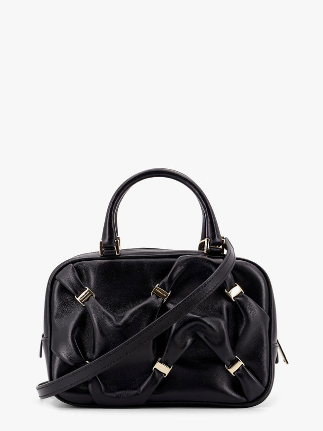Ferragamo Leather Handbag With Draped Details Secured By Mini Vara Bows