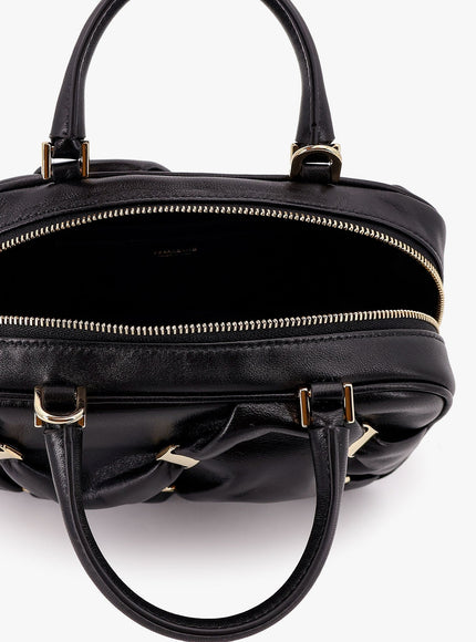Ferragamo Leather Handbag With Draped Details Secured By Mini Vara Bows