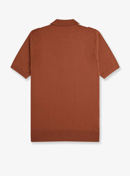Fred Perry Cotton Knit Polo Shirt With Striped Motif