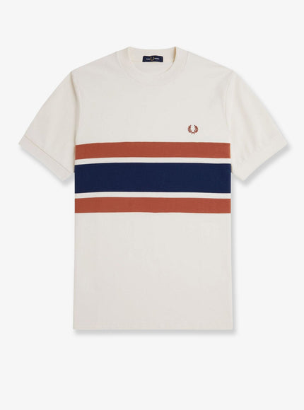 Fred Perry Cotton T-Shirt With Striped Motif