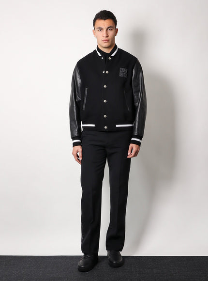 Givenchy Varsity Wool Blend Bomber With Leather Sleeves