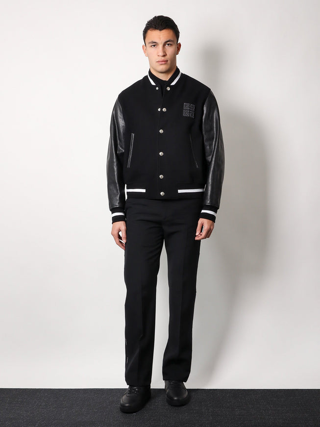 Givenchy Varsity Wool Blend Bomber With Leather Sleeves