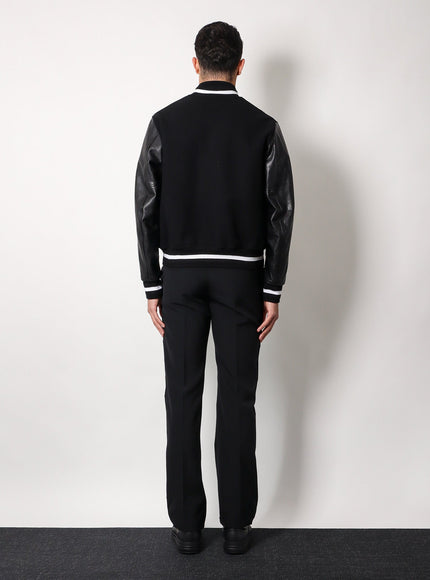 Givenchy Varsity Wool Blend Bomber With Leather Sleeves