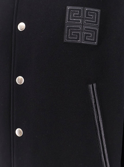 Givenchy Varsity Wool Blend Bomber With Leather Sleeves