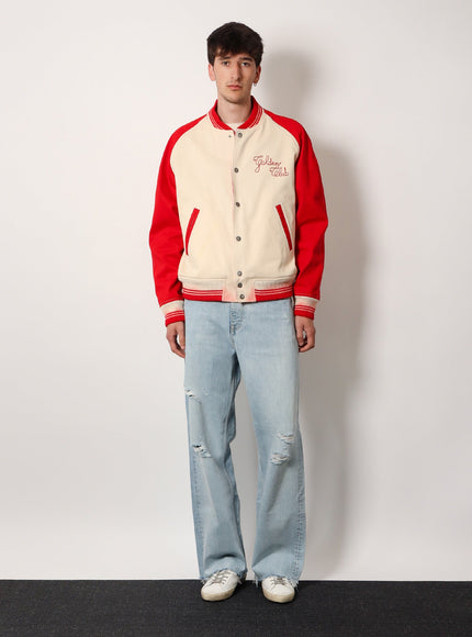 Golden Goose Deluxe Brand Nic Cotton Jacket With Maxi Golden Club Embroidery