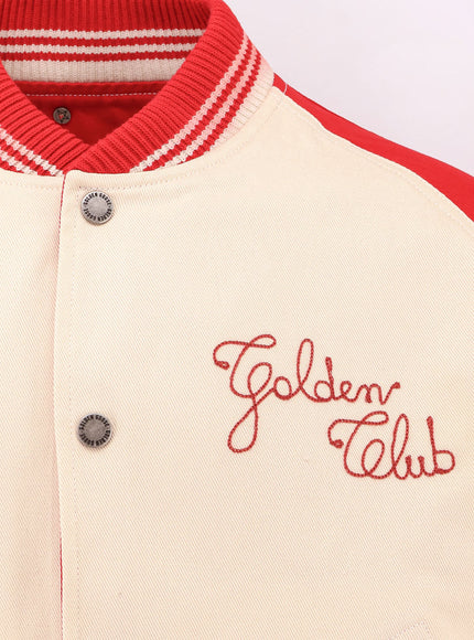 Golden Goose Deluxe Brand Nic Cotton Jacket With Maxi Golden Club Embroidery