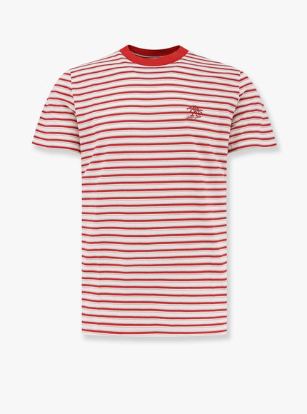 Golden Goose Deluxe Brand Striped Cotton T-Shirt With Logo Rosso