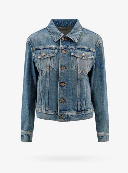 Golden Goose Deluxe Brand Denim Jacket With Embroidered Monogram Blu