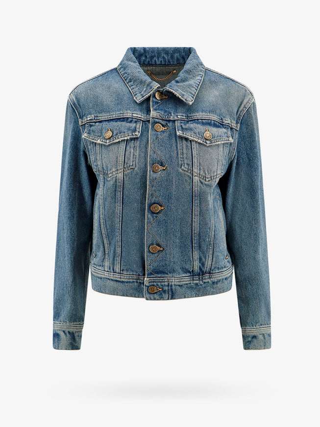 Golden Goose Deluxe Brand Denim Jacket With Embroidered Monogram Blu