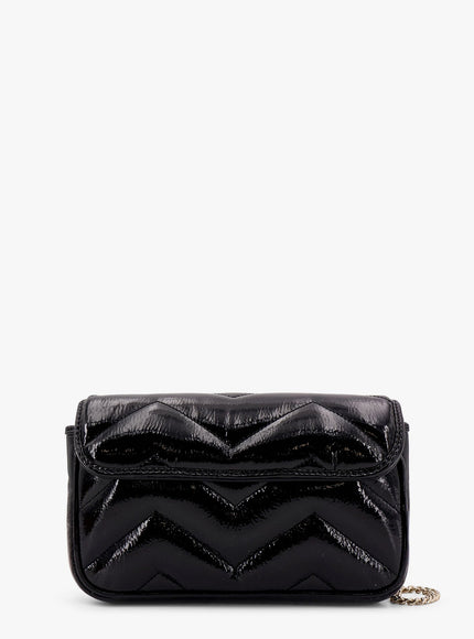 Gucci Gg Marmont Patent Leather Shoulder Bag With Frontal Gg Logo