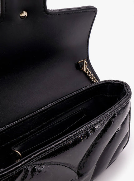 Gucci Gg Marmont Patent Leather Shoulder Bag With Frontal Gg Logo