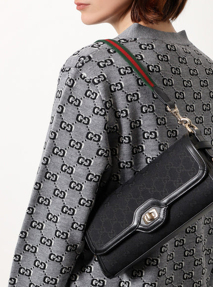 Gucci Original Gg And Leather Shoulder Bag