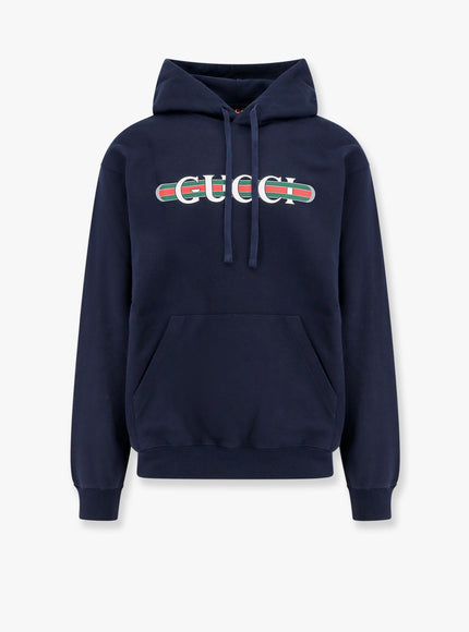 Gucci Cotton Sweatshirt With Gucci Web Print Blu