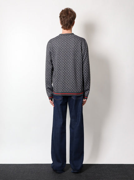 Gucci Wool And Silk Cardigan With Gg Motif