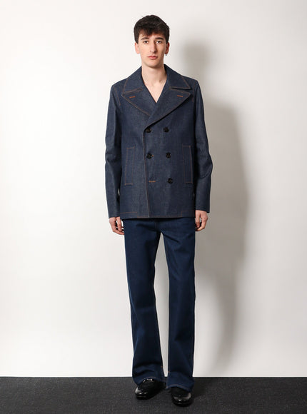 Gucci Denim Peacoat With Contrasting Stitching