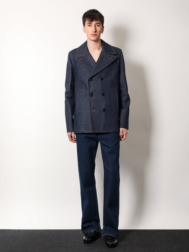 Gucci Denim Peacoat With Contrasting Stitching