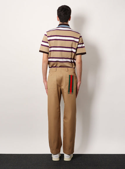 Gucci Cotton Trouser With Web Detail