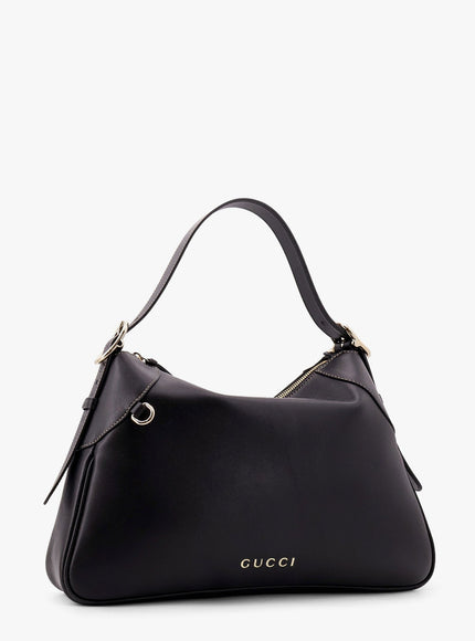 Gucci Gg Emblem Leather Shoulder Bag With Frontal Logo