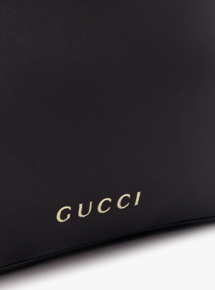 Gucci Gg Emblem Leather Shoulder Bag With Frontal Logo