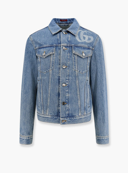 Gucci Denim Jacket With Lasered Double G Blu