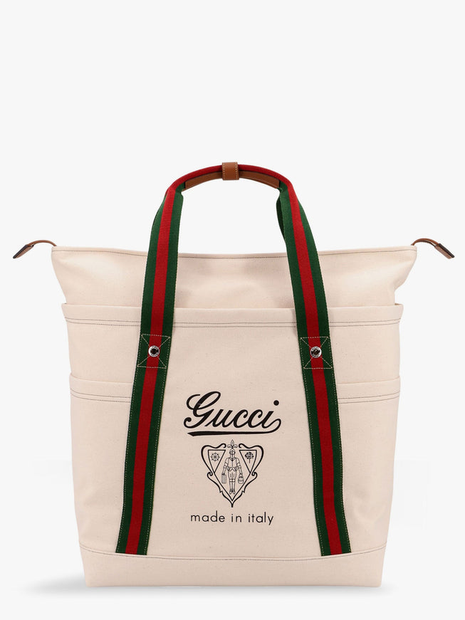 Gucci Canvas Shopping Bag With Web Details Uni Bianco