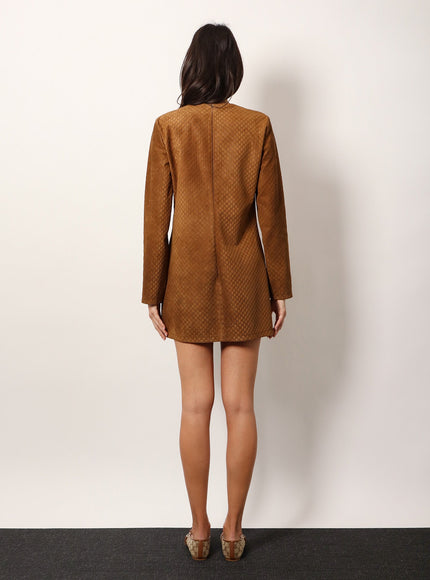 Gucci Suede Short Dress With All-Over Gg Logo