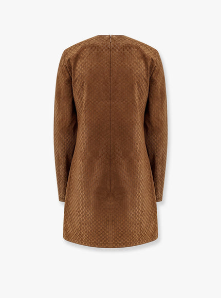 Gucci Suede Short Dress With All-Over Gg Logo