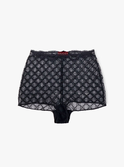 Gucci Lace Culottes With All-Over Gg Motif Nero