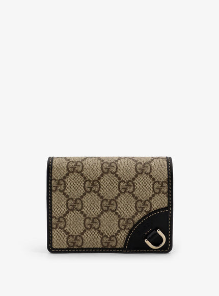 Gucci Gg Supreme Fabric And Leather Wallet Uni Marrone