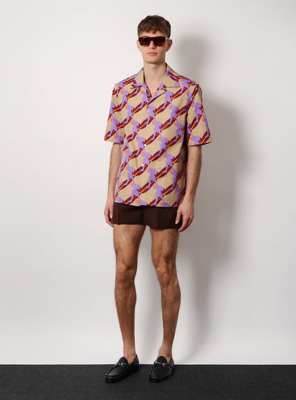 Gucci Bowling Cotton Popeline Shirt With All-Over Surfer Print