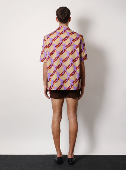 Gucci Bowling Cotton Popeline Shirt With All-Over Surfer Print