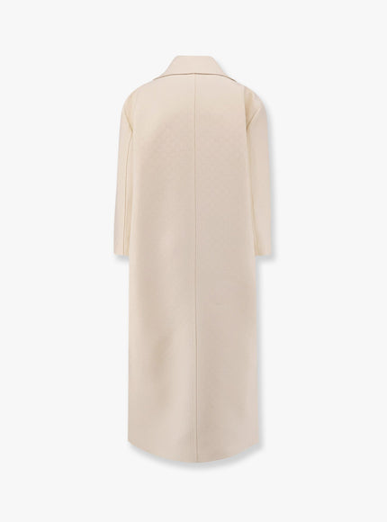 Gucci Wool And Silk Crepe Coat With All-Over Gg Motif