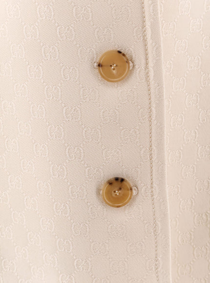 Gucci Wool And Silk Crepe Coat With All-Over Gg Motif