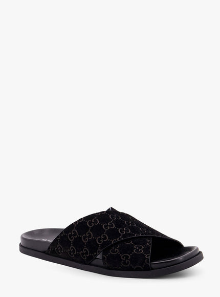 Gucci Leather Slides With All-Over Gg Motif