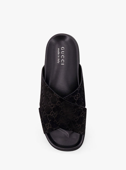 Gucci Leather Slides With All-Over Gg Motif