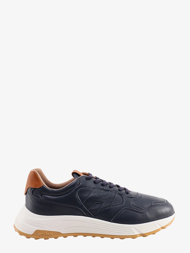 Hogan Leather Sneakers With Stitched Logo Blu