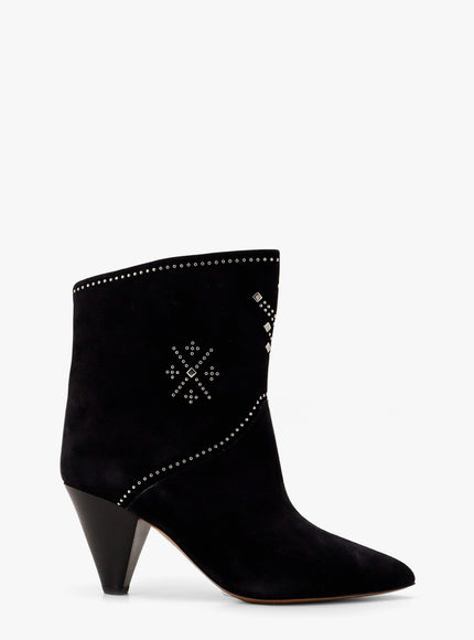 Isabel Marant Loline Suede Ankle Boots With Micro Studs Nero