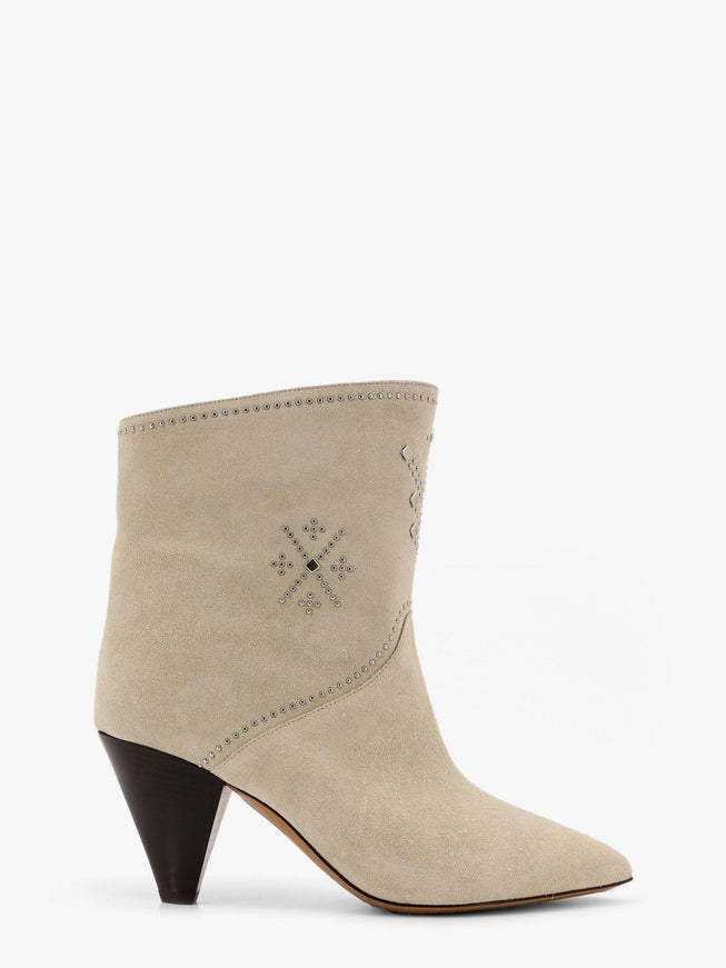 Isabel Marant Loline Suede Ankle Boots With Micro Studs Bianco