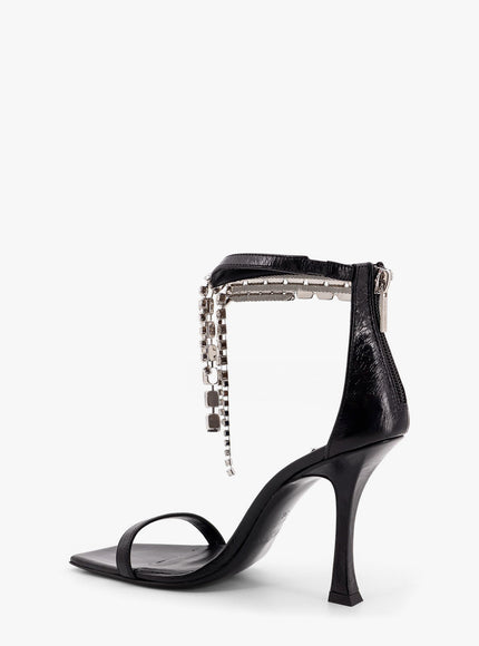 Jimmy Choo Black Vintage Leather Sandals With Crystals Detail