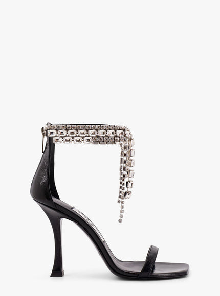 Jimmy Choo Black Vintage Leather Sandals With Crystals Detail Nero