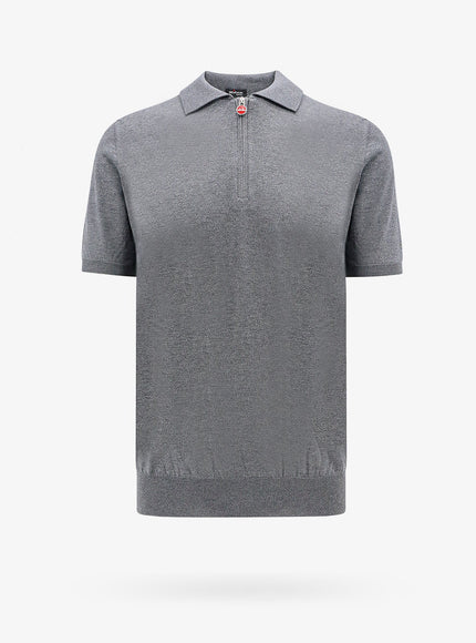 Kiton Ciro Paone Classic Zip Cotton Polo Grigio