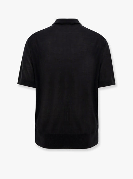 Laneus Knitted Polo Shirt With Ribbed Profiles
