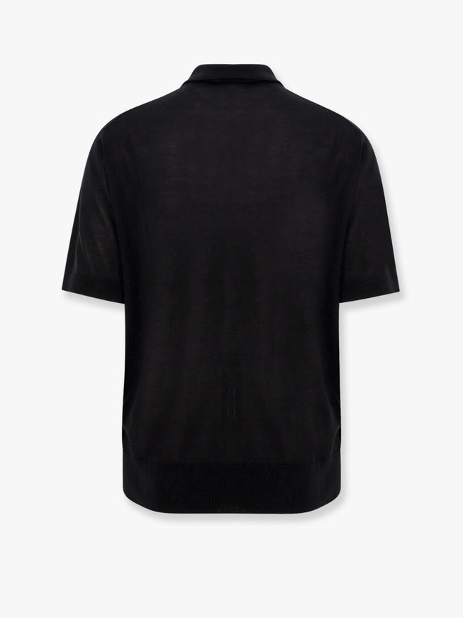 Laneus Knitted Polo Shirt With Ribbed Profiles