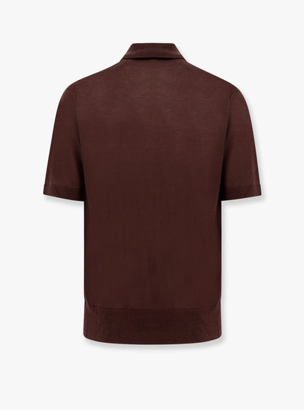 Laneus Knitted Polo Shirt With Ribbed Profiles