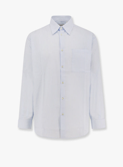 Laneus Cotton Striped Shirt Blu