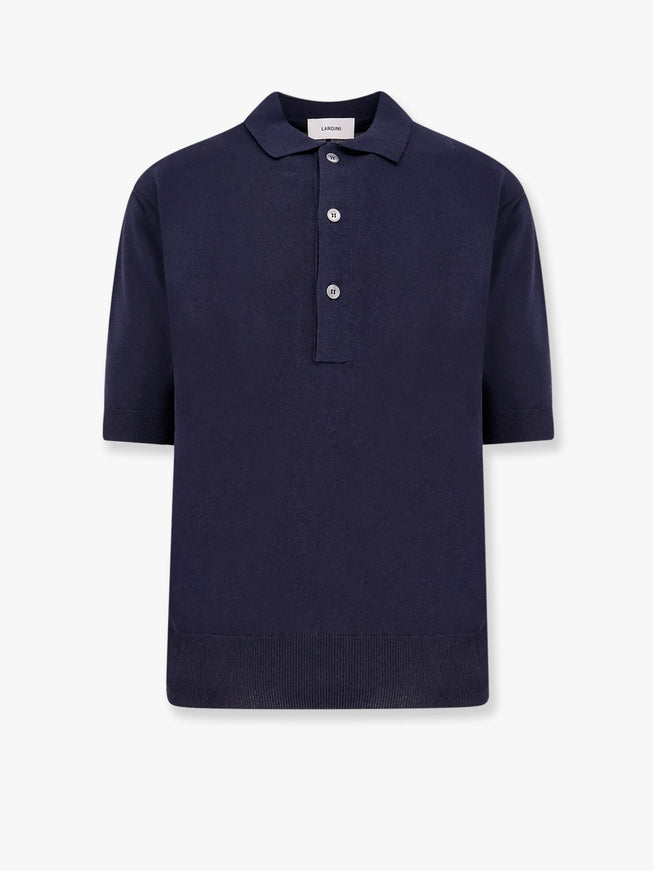 Lardini Viscose And Cotton Knit Polo Shirt Blu